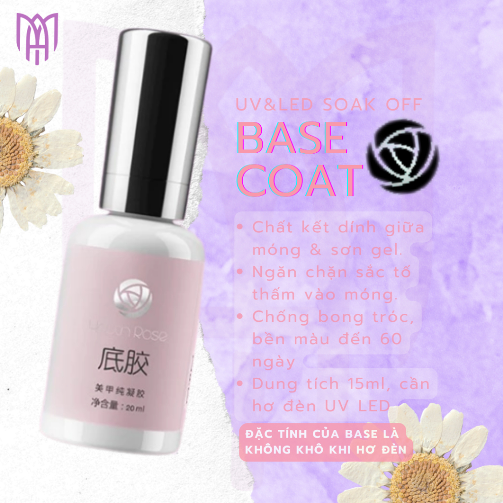 Combo Sơn Gel Chức Năng Hoa Hồng Youth Rose Chính Hãng - Base, Top, Cứng Móng 7,5ml 15ml 20ml
