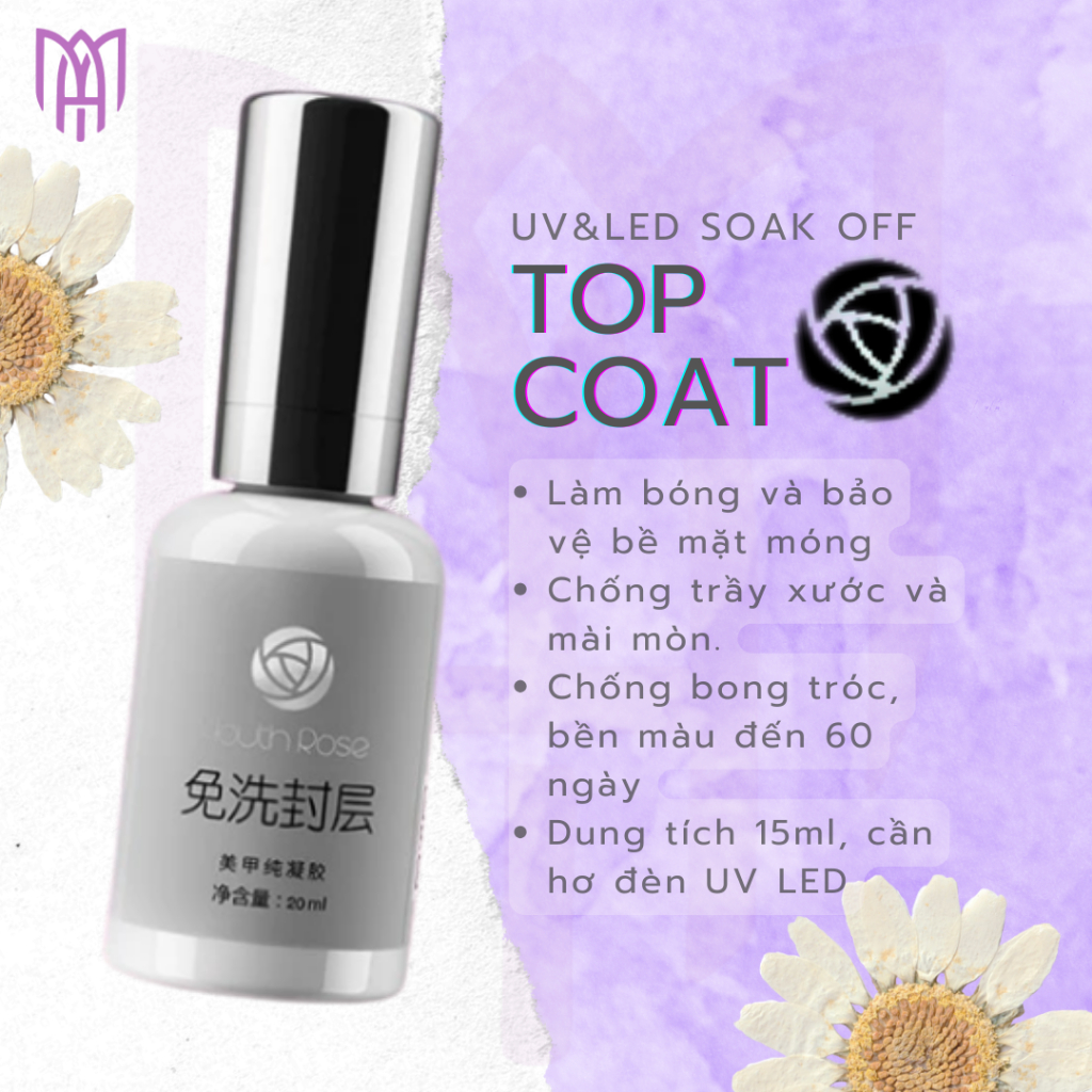 Combo Sơn Gel Chức Năng Hoa Hồng Youth Rose Chính Hãng - Base, Top, Cứng Móng 7,5ml 15ml 20ml