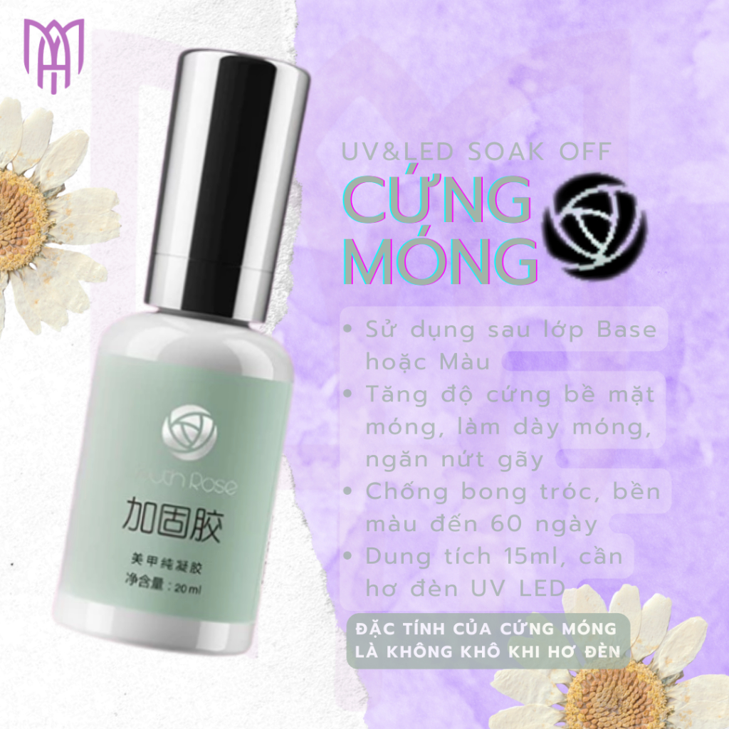 Combo Sơn Gel Chức Năng Hoa Hồng Youth Rose Chính Hãng - Base, Top, Cứng Móng 7,5ml 15ml 20ml