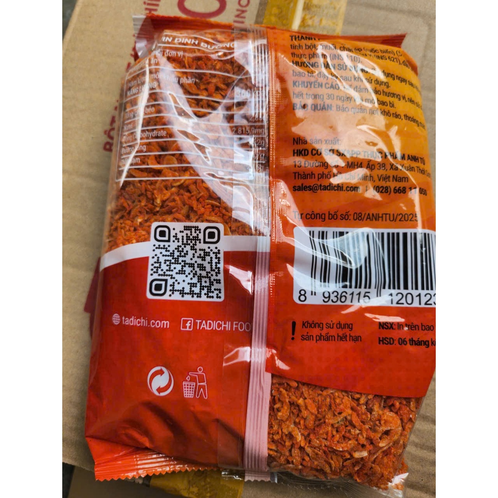 Tép sấy loại giòn Hiệu Anh Tú - Bịch 500g.