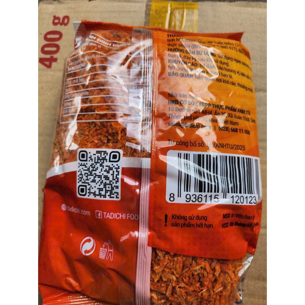 Tép sấy loại giòn Hiệu Anh Tú - Bịch 500g.