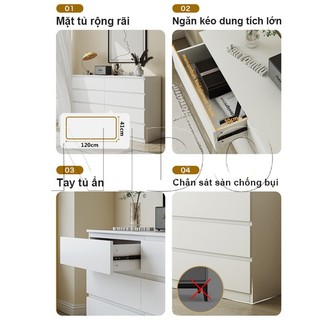 Nido Tủ Ngăn Kéo Gỗ MDF Cao Cấp - Tủ Để Đồ, Decor Phòng Khách 6 Ngăn Kéo (120x41x69cm)