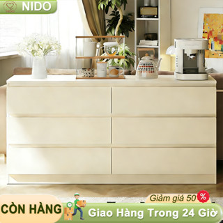 Nido Tủ Ngăn Kéo Gỗ MDF Cao Cấp - Tủ Để Đồ, Decor Phòng Khách 6 Ngăn Kéo (120x41x69cm)