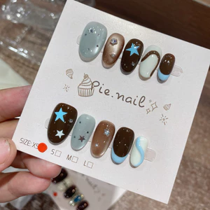 481. nailbox nâu socola mix màu, đá hình sao