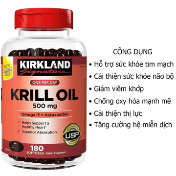 180 Viên Viên Uống Dầu Nhuyễn Thể Tôm Krill Oil 500mg