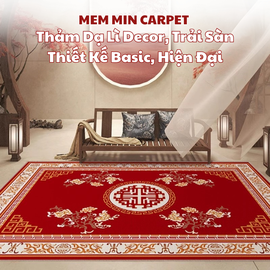 Thảm Trải Sàn Phòng Khách, Thảm Bali Trải Sàn Trang Trí Phòng Khách Kích Thước 2mx3m, 1m6x2m - MemMinCarpet- TH118