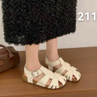 Sandal nữ quai đan khoá cài sau gót đế bệt – dép sandal nữ thời trang Hàn Quốc ( QCCC )