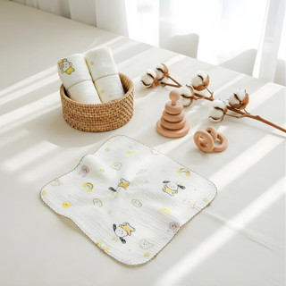 Túi 5 khăn sữa xô Muslin họa tiết Anchee, mềm mại thấm hút tốt.