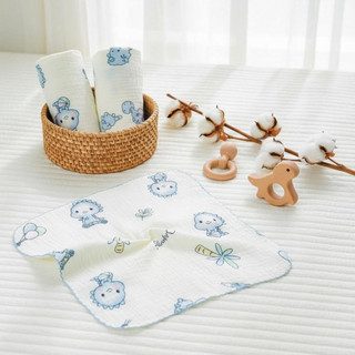 Túi 5 khăn sữa xô Muslin họa tiết Anchee, mềm mại thấm hút tốt.