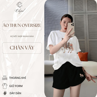 Bộ Áo Phông Nữ Chepol In Chữ, Cổ Tròn, Tay Ngắn, Phối Quần Đùi, Chất Cotton Cao Cấp (Áo Thun Trắng+Quần Đùi Đen)CP_21041