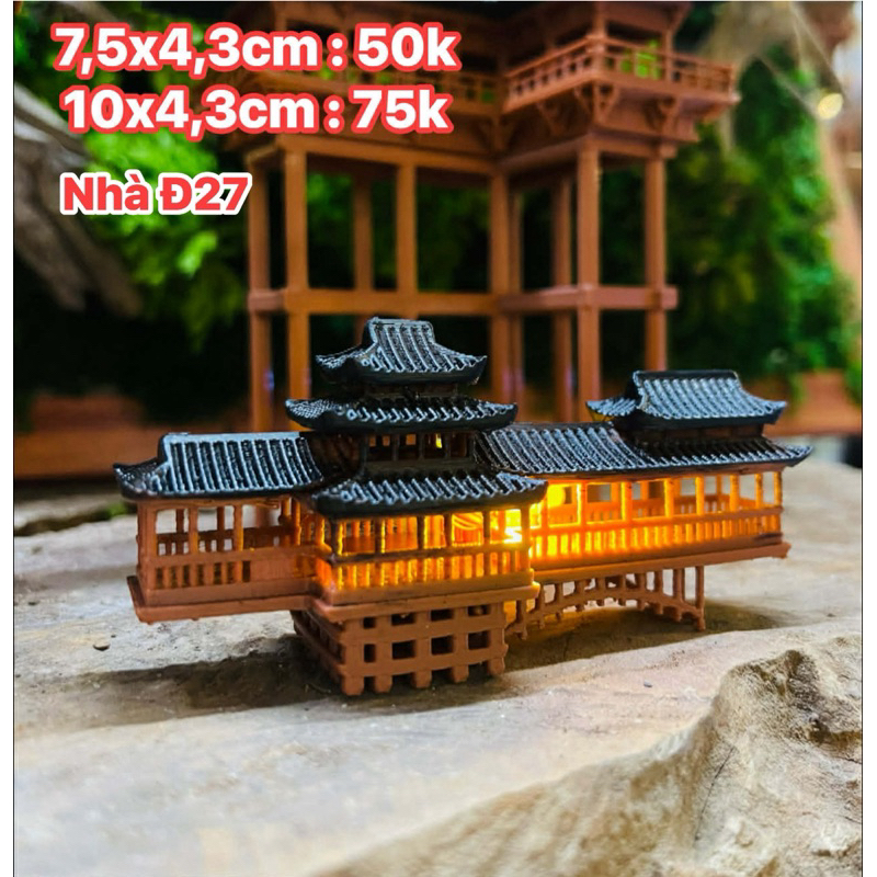 Mô hình tượng nhà cổ trung hoa trang trí bán cạn và terrarium, tiểu cảnh