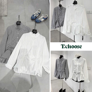 Áo sơ mi dài tay nhún eo dáng xòe 11206 TCHOOSE