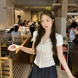Áo Thun Cộc Tay Nữ Nổ V Viền Đen Thắt Nơ Xinh Xắn Dễ Thương Đi Chơi Dạo Phố Thanhhuyenclothings (B522)