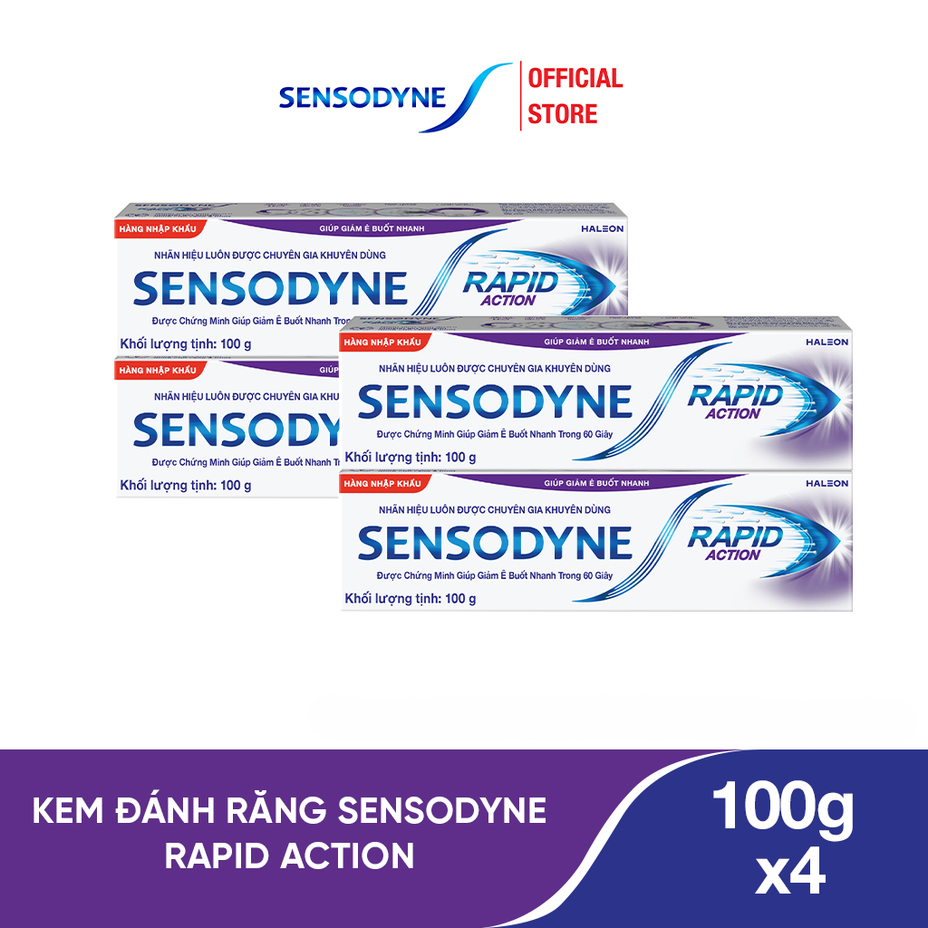 Bộ 4 Kem đánh răng SENSODYNE Rapid Action 100g giúp giảm ê buốt nhanh