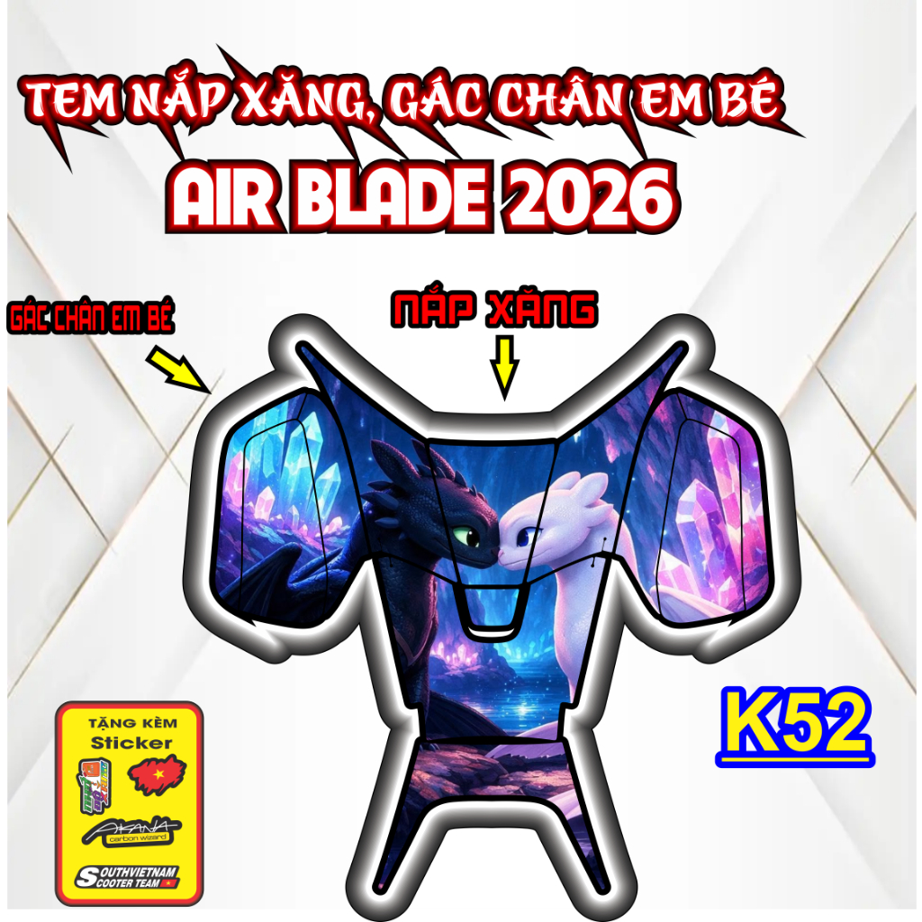 Tem dán nắp xăng xe air blade 2026 trang trí chống trầy DOREMON AB 2026