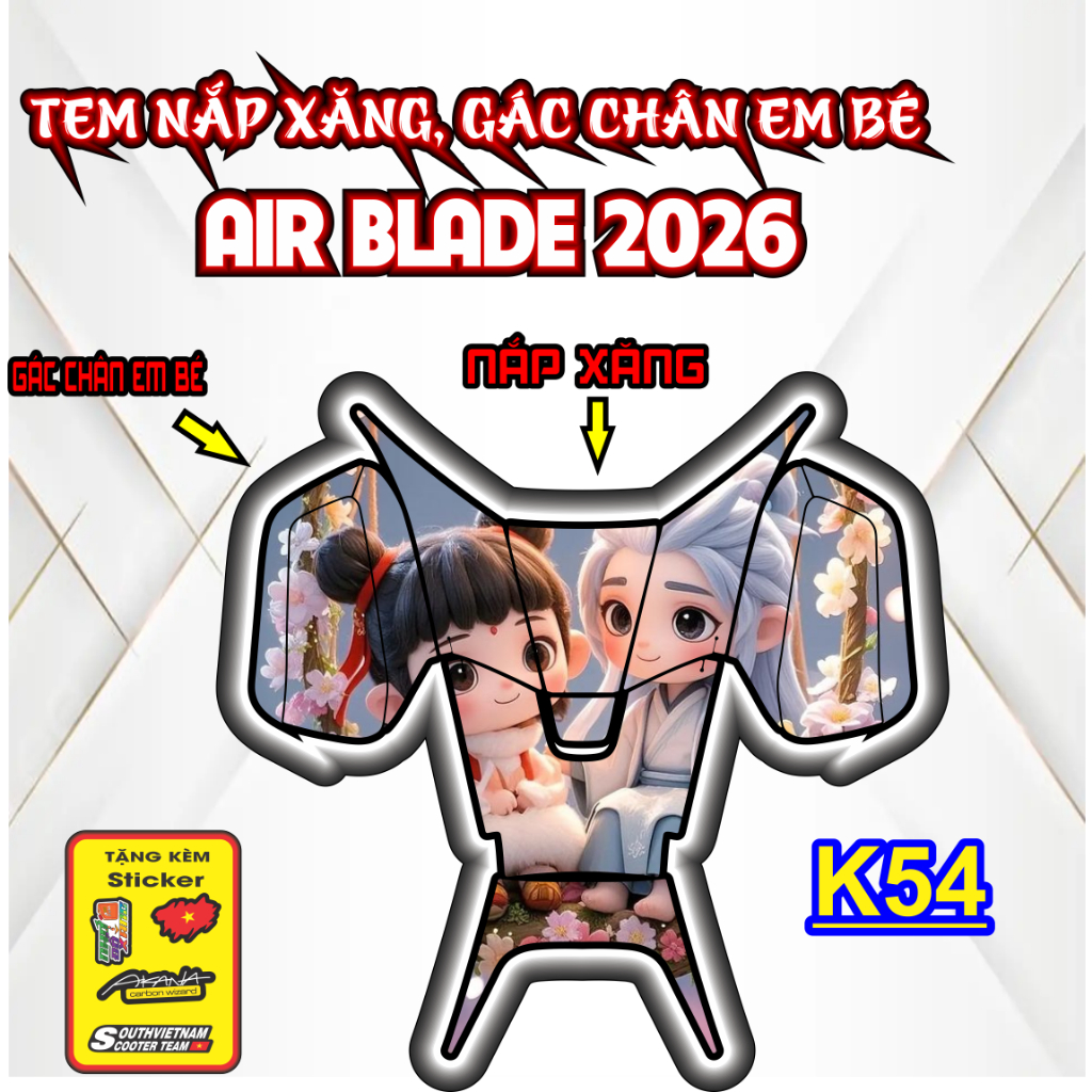 Tem dán nắp xăng xe air blade 2026 trang trí chống trầy DOREMON AB 2026