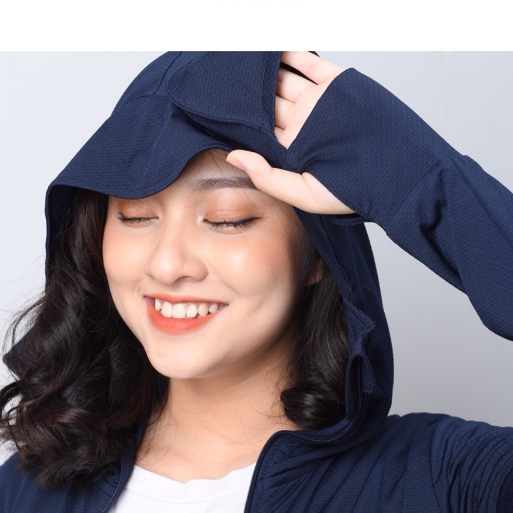 Áo chống nắng nữ 2 lớp XUZI, khoác chống nắng thân ngắn vải thông hơi đai gấu to dày dặn ngăn tia UV bảo vệ làn da.