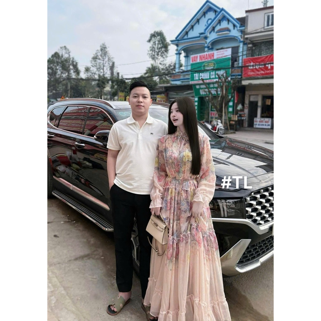 Đầm maxi ZMM hoa thắt dây eo