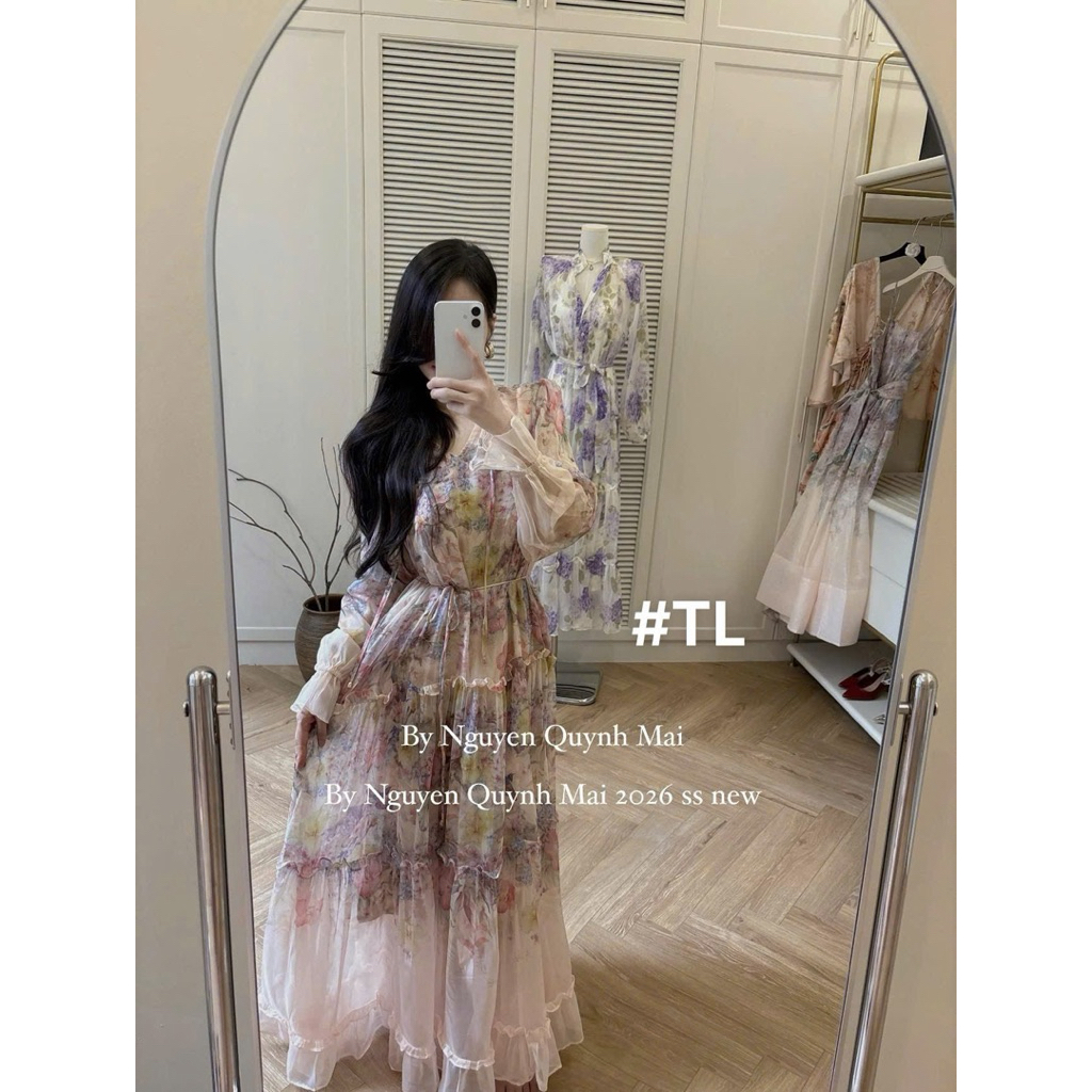 Đầm maxi ZMM hoa thắt dây eo