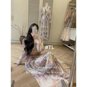 Đầm maxi ZMM hoa thắt dây eo