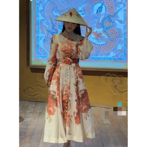 Đầm ZMM hoa đỏ kèm đai