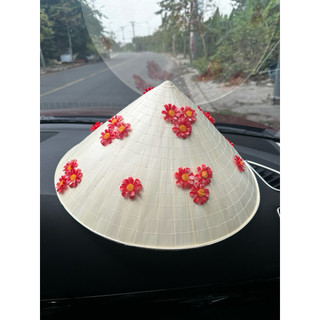 Nón Lá Hoa Cúc Đính Nổi 3D Size 41cm – Nón Lá Vintage Nàng Thơ Chụp Ảnh, Đi Biển Siêu Xinh