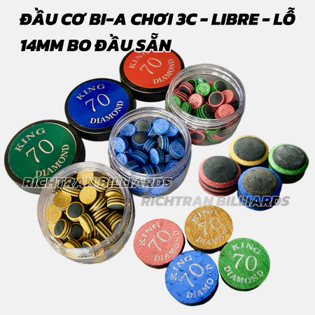 Đầu Cơ Bi-a King Diamond 6 Lớp 14mm Bo Đầu Sẵn | Đầu Gậy Bida Chơi 3C - Libre - Lỗ
