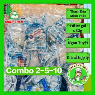 [Combo 2-5-10 Túi] Thạch Dừa Cào Minh Châu Túi 22 Gói - Giòn Dai, Thanh Mát