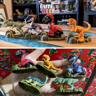 Set 5 mô hình khủng long Jurassic World đế cỏ xuất dư - Đồ chơi CUTE BEE