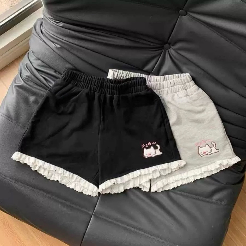 Hót top1 [9-45kg]Quần đùi ren in mèo papa chất cotton phong cách hàn cực xinh cực hót cho bé(D47