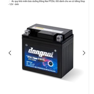 Bình xe máy khô 12v miễn bảo dưỡng đồng nai PTZ6L ISS 12v - 6ah, cho xe tay ga