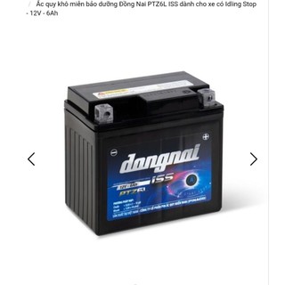 Bình xe máy khô 12v miễn bảo dưỡng đồng nai PTZ6L ISS 12v - 6ah, cho xe tay ga