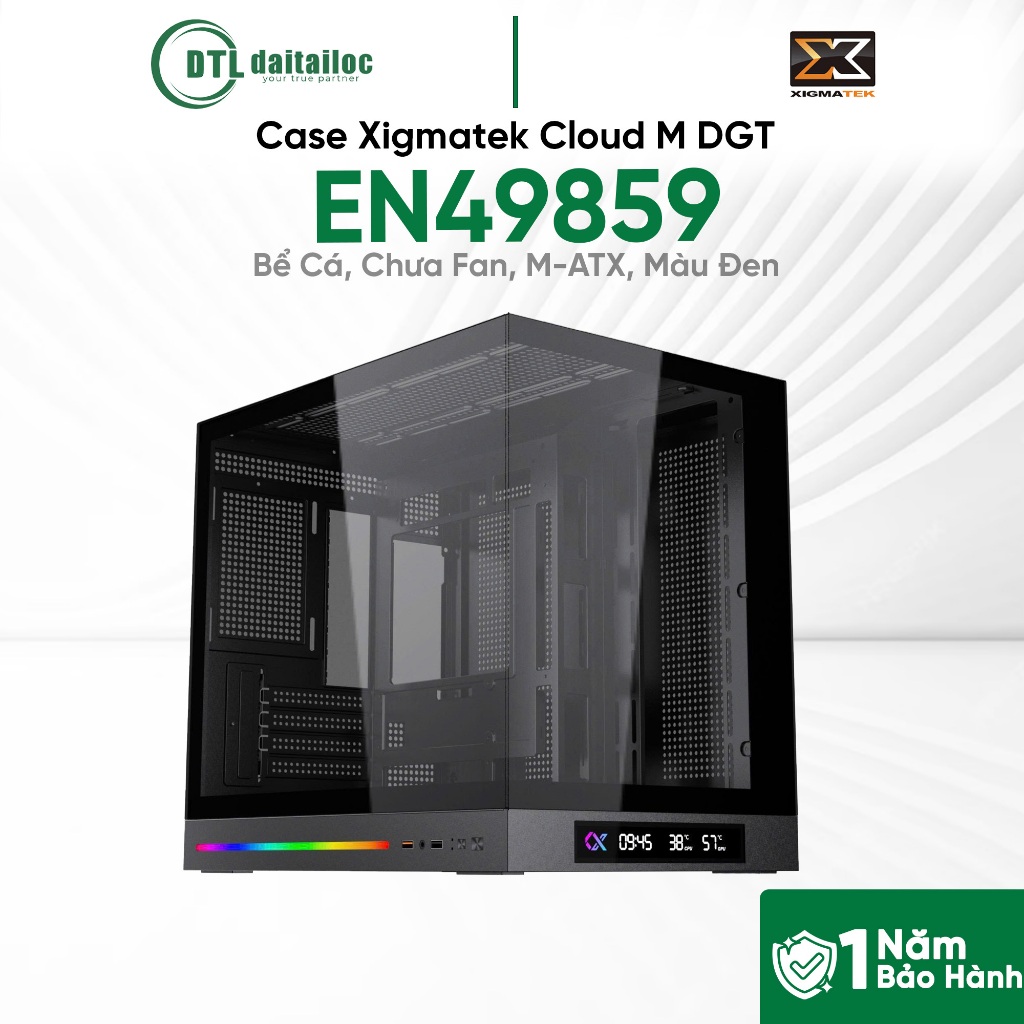 Case Xigmatek Cloud M DGT EN49859 Bể Cá, Chưa Fan, M-ATX, Màu Đen | Chính Hãng | Bảo Hành 12 Tháng|