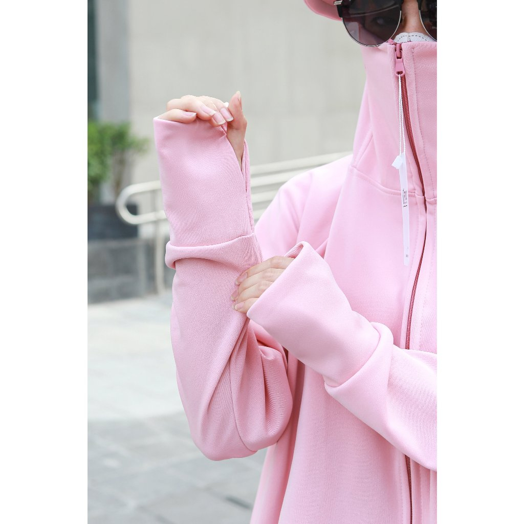 Áo nắng nữ cánh dơi áo chống nắng dáng ngắn croptop xòe vải UMI có mũ rộng che kín cản tia UV bảo vệ làn da XUZI.