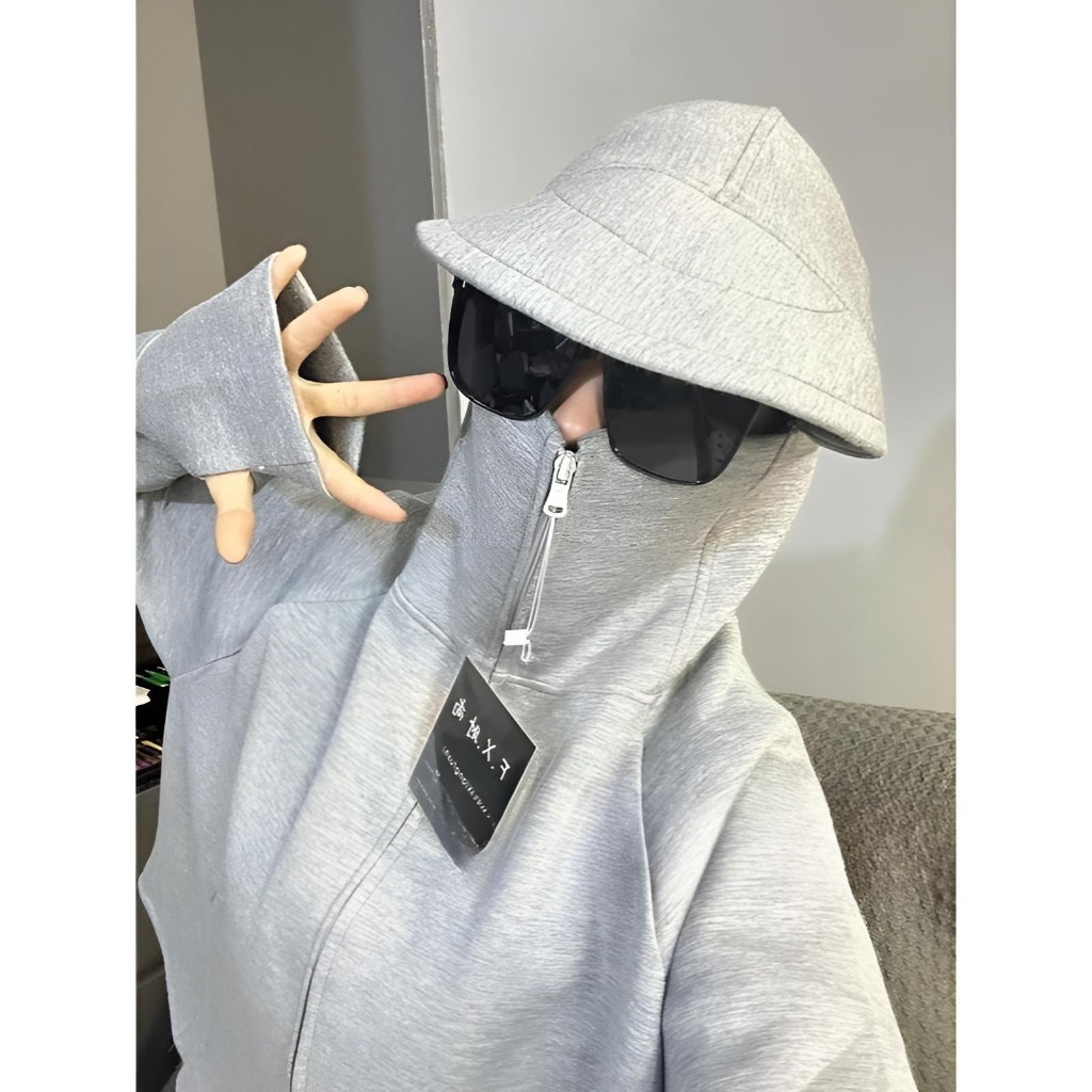 Áo nắng nữ cánh dơi áo chống nắng dáng ngắn croptop xòe vải UMI có mũ rộng che kín cản tia UV bảo vệ làn da XUZI.