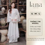 Áo dài cưới cao cấp Dao Phụng 6 tà vải ren hoa chìm phối tằm óng nhẹ mịn xẻ tà bay phối cúc ngọc thủ công- SD398 — ảnh 3