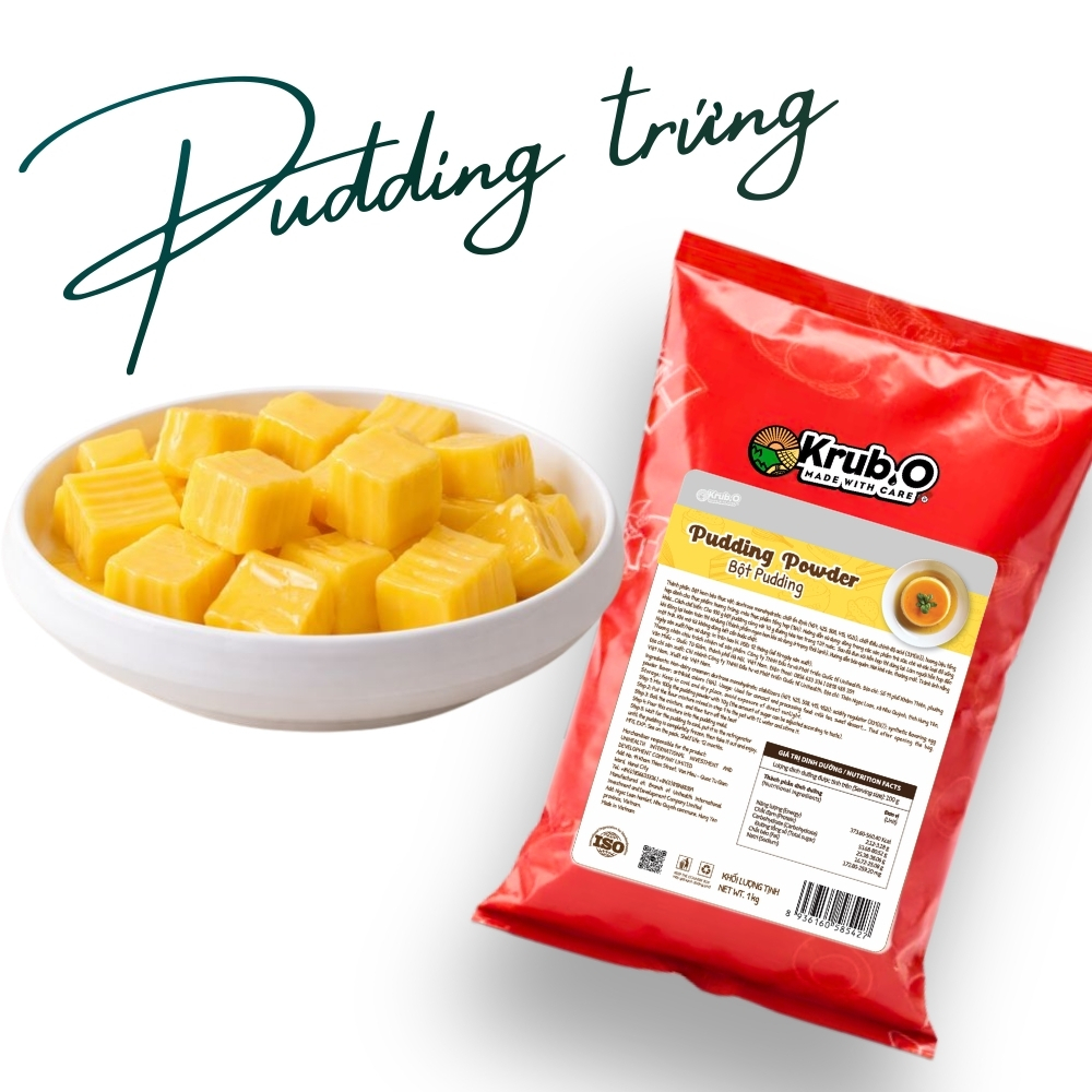 Bột Pudding Trứng Krub.O 1kg - Mềm Mịn, Đậm Vị Trứng, Không Tách Nước, Topping Trà Sữa Chuẩn Vị