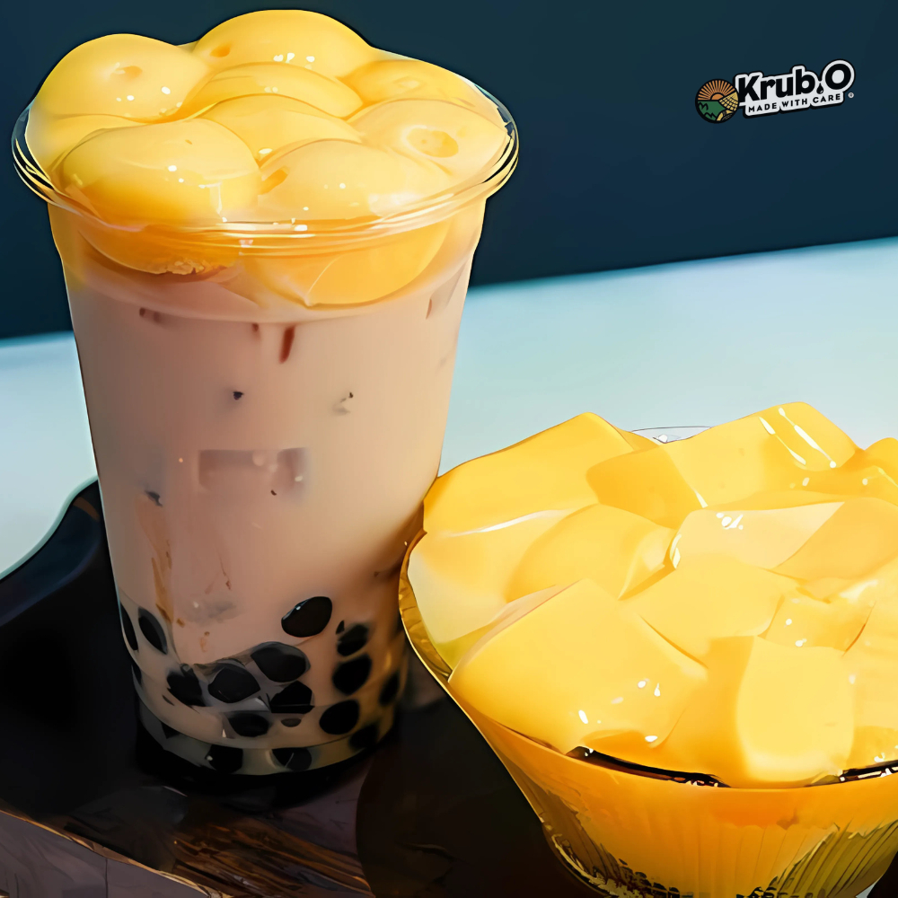 Bột Pudding Trứng Krub.O 1kg - Mềm Mịn, Đậm Vị Trứng, Không Tách Nước, Topping Trà Sữa Chuẩn Vị