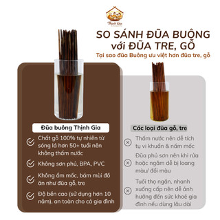 (Vỉ 20 đôi) Đũa Buông Cao Cấp Thịnh Gia - 100% Tự Nhiên Không Sơn Phủ Không Ẩm Mốc Không Bám Mùi Dùng Được Máy Rửa Chén