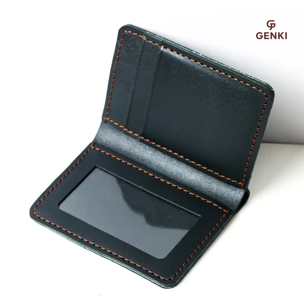 Ví Đứng Nam Da Bò Thật GENKI LEATHER, kích thước 9x11.5cm, khâu thủ công