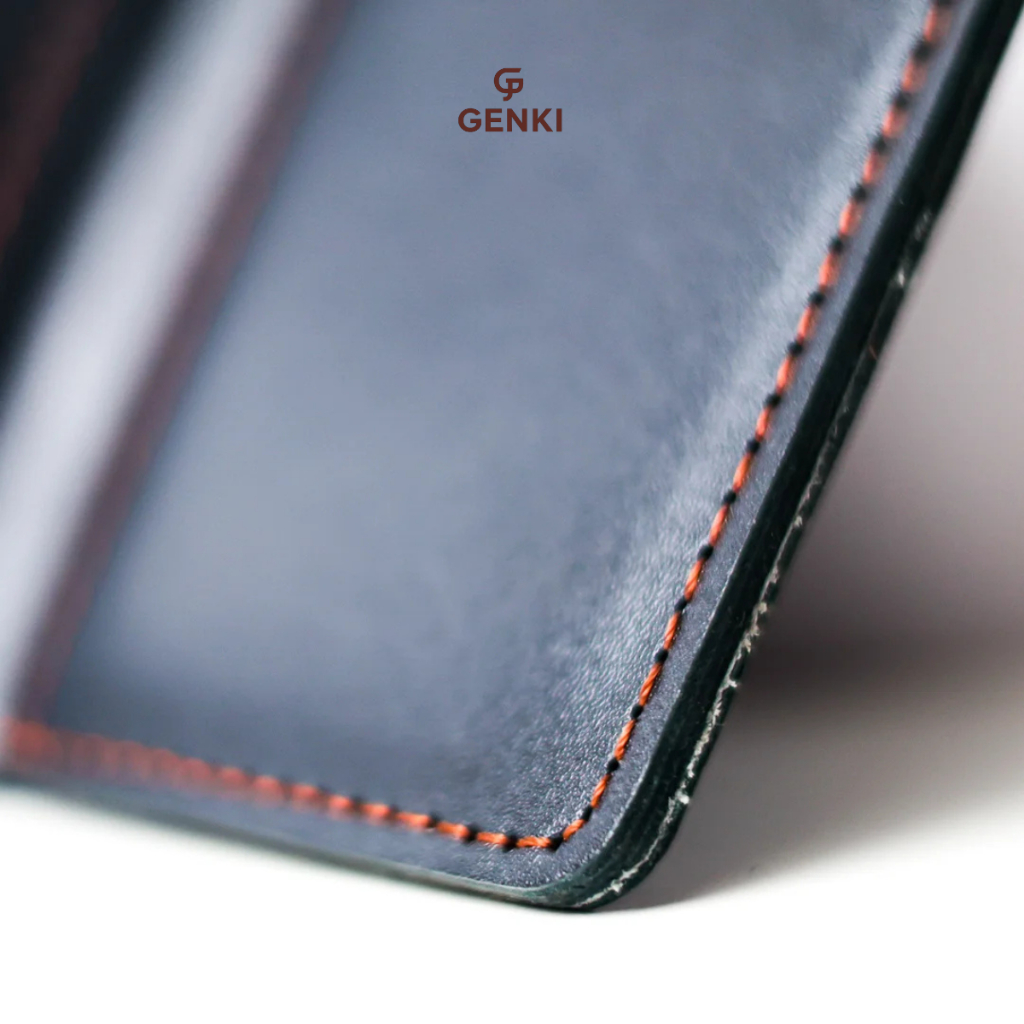 Ví Đứng Nam Da Bò Thật GENKI LEATHER, kích thước 9x11.5cm, khâu thủ công