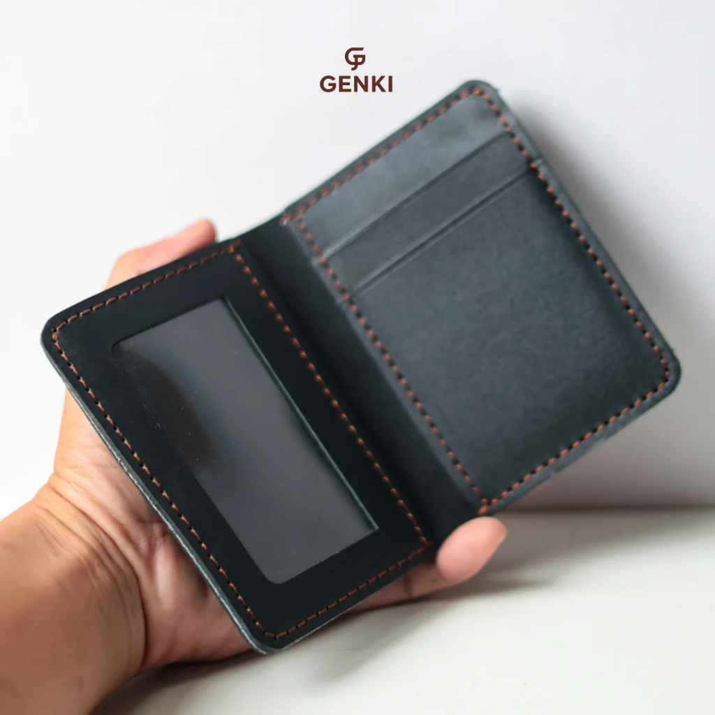 Ví Đứng Nam Da Bò Thật GENKI LEATHER, kích thước 9x11.5cm, khâu thủ công