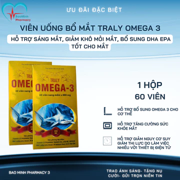 Viên Uống Bổ Mắt Traly Omega 3 Trang Ly Hộp 60 Viên . Hỗ Trợ Sáng Mắt, Giảm Khô Mỏi Mắt, Bổ Sung DHA EPA Tốt Cho Mắt