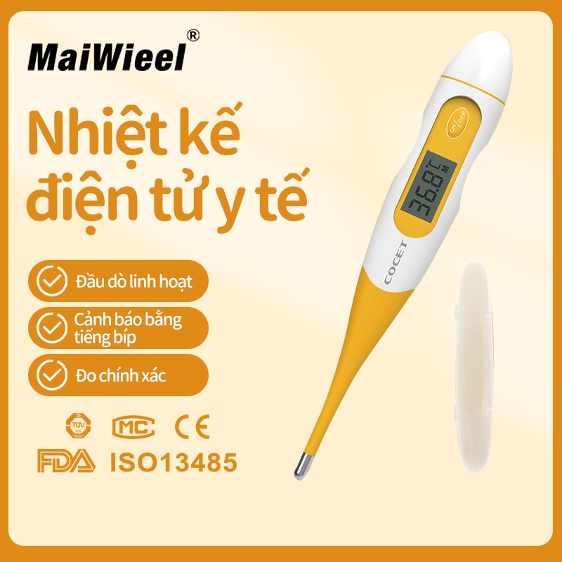 Nhiệt Kế Điện Tử MaiWieel Đo Siêu Nhanh 30 Giây Kẹp Nách/Miệng Chính Xác Cao Đầu Dẻo An Toàn Chống