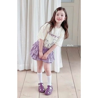 [B&G] Áo thun “Happy Day” phối cùng chân váy tầng caro tím siêu xinh, cho bé diện đi chơi, đi học