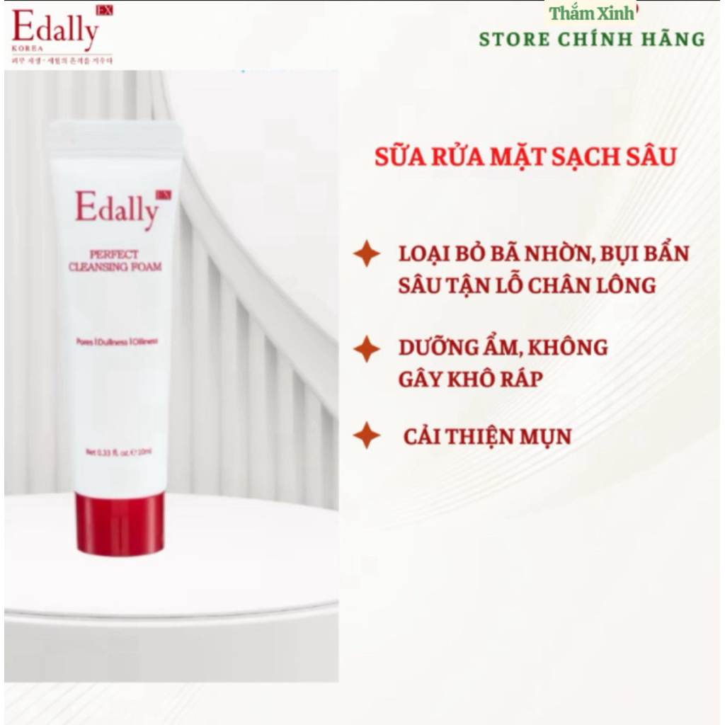 Quà Tặng Sữa Rửa Mặt Sạch Sâu Edally Ex Perfect Cleansing Foam Hàn Quốc, Tuýp 10ml tặng kèm gói makeup
