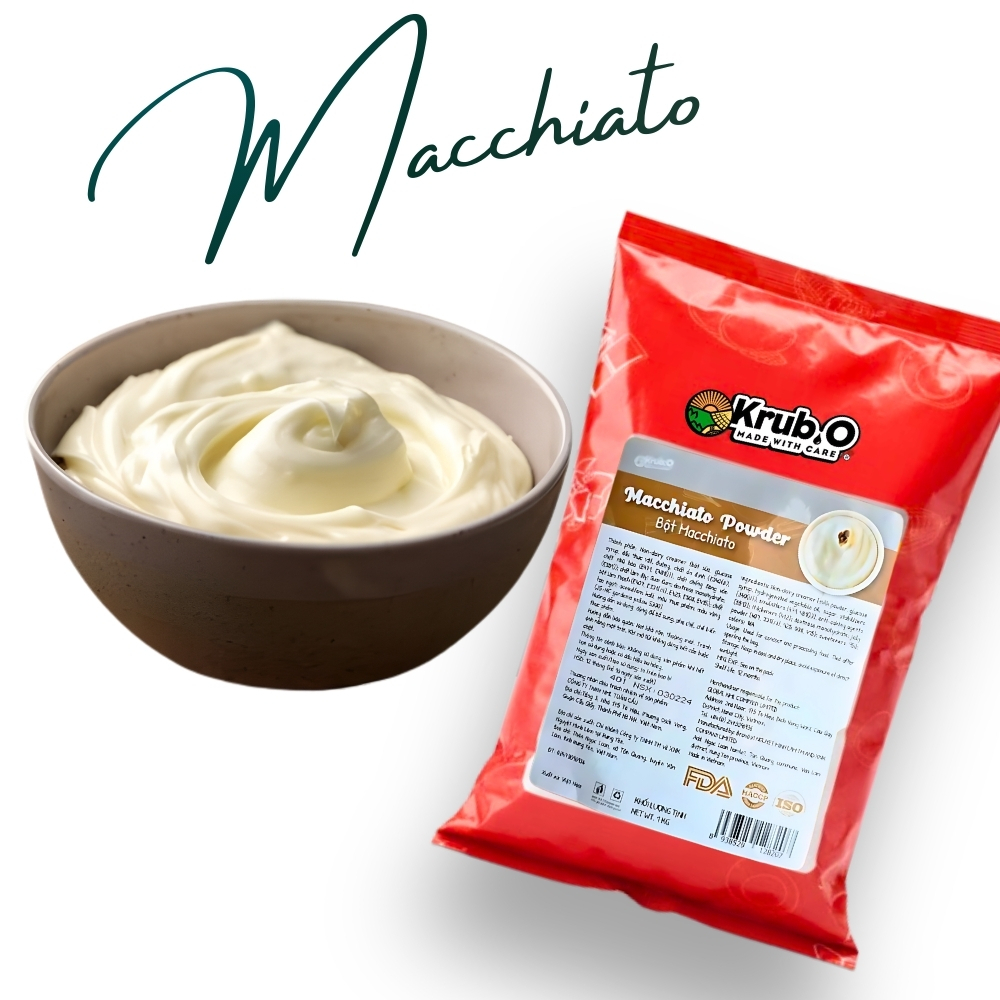 Bột Macchiato Krub.O 1kg - Màng Kem Sữa Béo Mặn, Sánh Mịn, Đứng Dáng Lâu, Topping Cao Cấp Cho Trà Sữa & Cà Phê