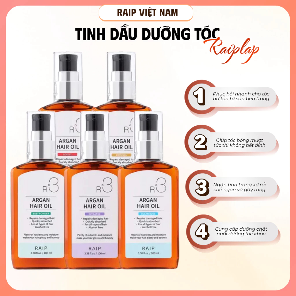 [ HÀNG CHÍNH HÃNG] Tinh Dầu Dưỡng Tóc Raip R3 Argan Hair Oil 100ml có nhiều mùi Hàn Quốc- LT KOVITEC