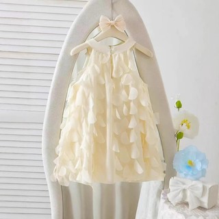 Váy Cho Bé Gái, Váy Công Chúa Cổ Yếm Thiết Kế Cánh Hoa Phối Nơ Nổi Bật Chất  Liệu Lụa Cao Cấp