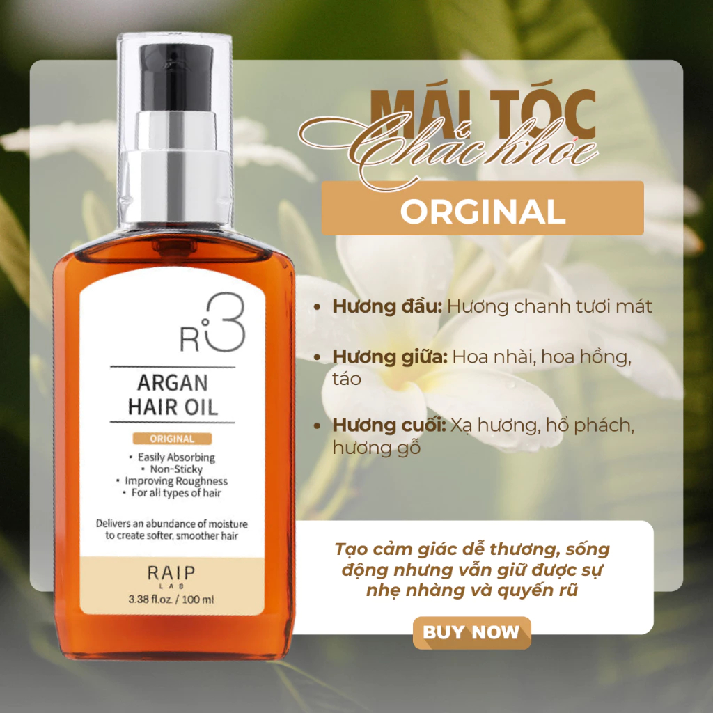 [ HÀNG CHÍNH HÃNG] Tinh Dầu Dưỡng Tóc Raip R3 Argan Hair Oil 100ml Mùi Original Xạ Hương Siêu Thơm